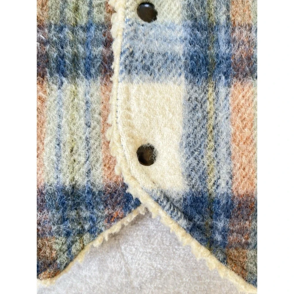Silton California Wool Sherpa Vest Vintage 70's Pockets Sz Lg Western Cowboy